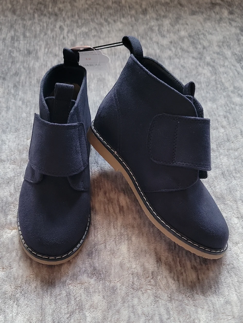 Toddler Navy Suede Ankle Boots with Velcro Closure Size 12